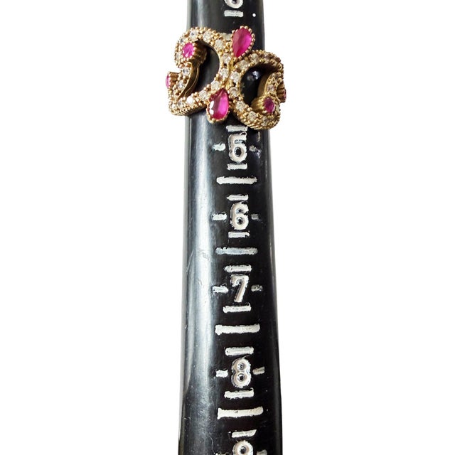 Vintage Sterling Silver Ring W/Natural Ruby and Diamond Size 4 For Sale - Image 9 of 12