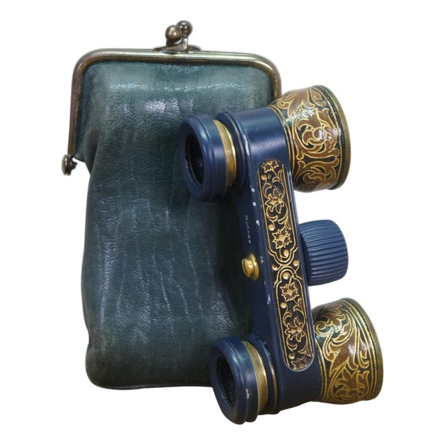 Antique German Emil Busch Multinett Filigree Opera Glasses Original Leather Case For Sale