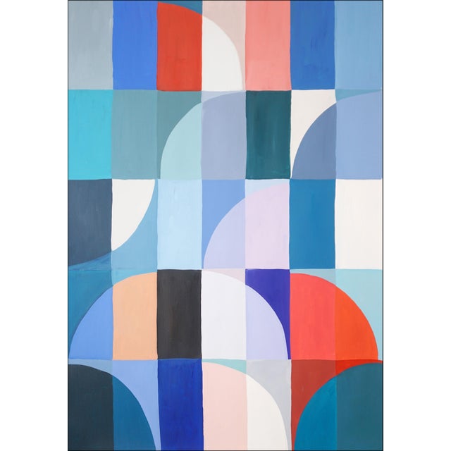 Bauhaus 2026, Bauhaus Geometric Painting Diptych, Below the Sea Level, Acrylic Paint on Watercolor Paper by Natalia Roman For Sale - Image 3 of 10