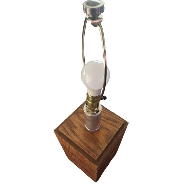 Mid-Century Modern Mid-Century Modern Brutalist Stacked Wood Block Table Lamp Base For Sale - Image 3 of 8