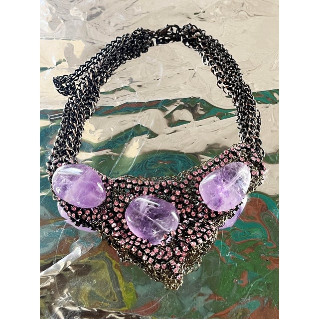 Purple 1990s Vintage Purple & Pink Rhinestone Necklace For Sale - Image 8 of 8