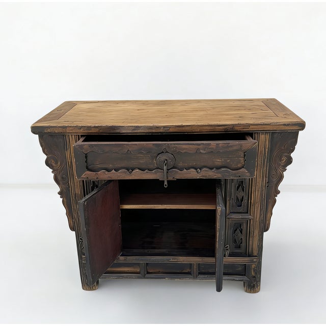 Antique Naturally Distressed & Aged Elm Altar Cabinet For Sale - Image 4 of 9