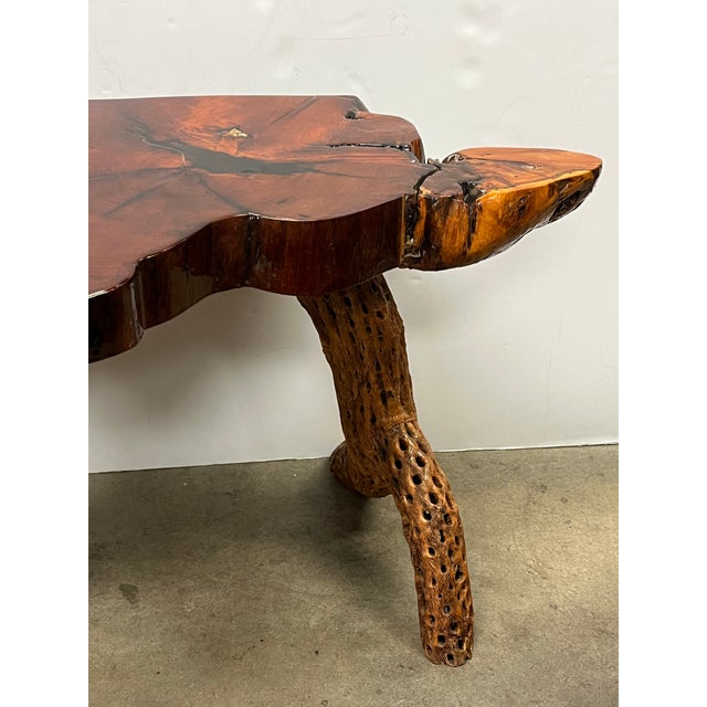 Wood Vintage Turtle Redwood Burl Coffee Table For Sale - Image 7 of 7