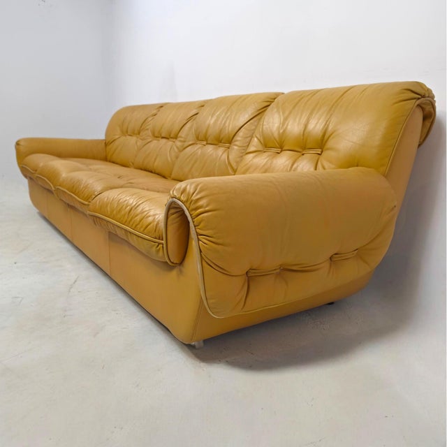 Mid-Century Italian Brutalist Leather Livingroom Set, 1960s, Set of 3 For Sale - Image 4 of 14