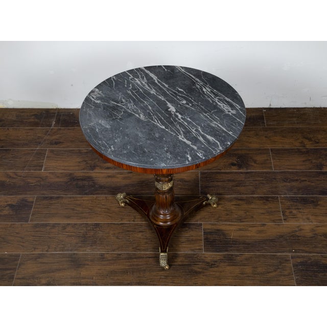 Wood English Regency Period 19th Century Mahogany Side Table with Grey Marble Top For Sale - Image 7 of 10