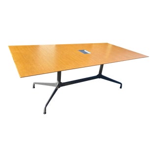 1980s Vintage Eames Herman Miller Style Conference Table With Walnut Wooden Top. For Sale