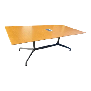 1980s Vintage Eames Herman Miller Style Conference Table With Walnut Wooden Top.