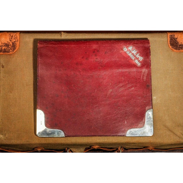 Burgundy Handsome English Leather Document Desk Folio Folder Antique Sterling Silver Home Decor For Sale - Image 8 of 9