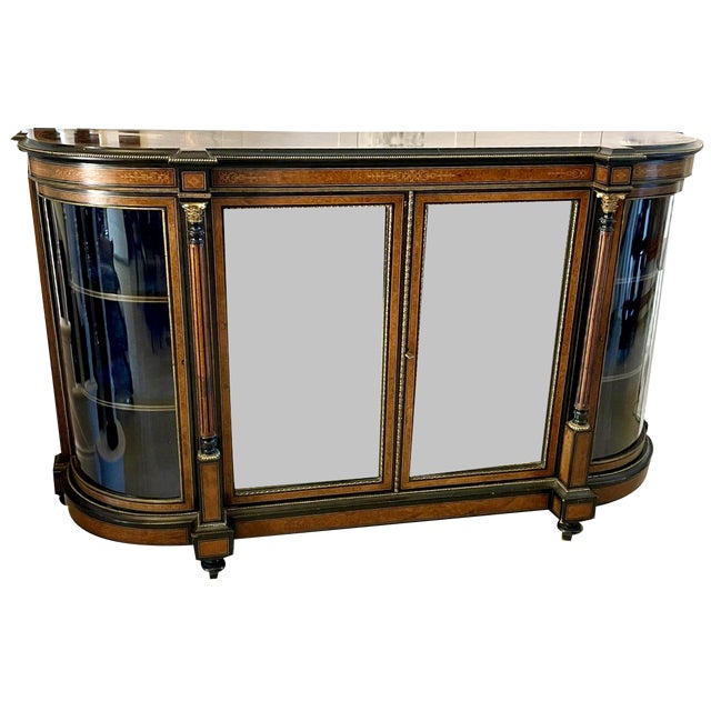 Large Victorian Burr Walnut and Amboyna Inlaid Sideboard, 1860s For Sale