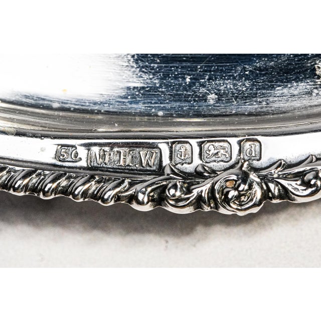 Lovely Edwardian English Antique Sterling Silver Crystal Inkwell Pen Tray Desk Office Home Decor For Sale - Image 15 of 18