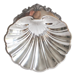 Large Antique Silver Clam Shell Bowl With Shell Feet Centerpiece