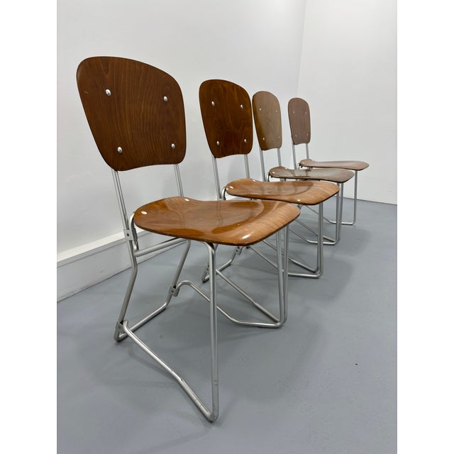 Mid-Century Modern Alu-Flex Dining Chairs by Armin Wirth, 1960s, Set of 4 For Sale - Image 3 of 11