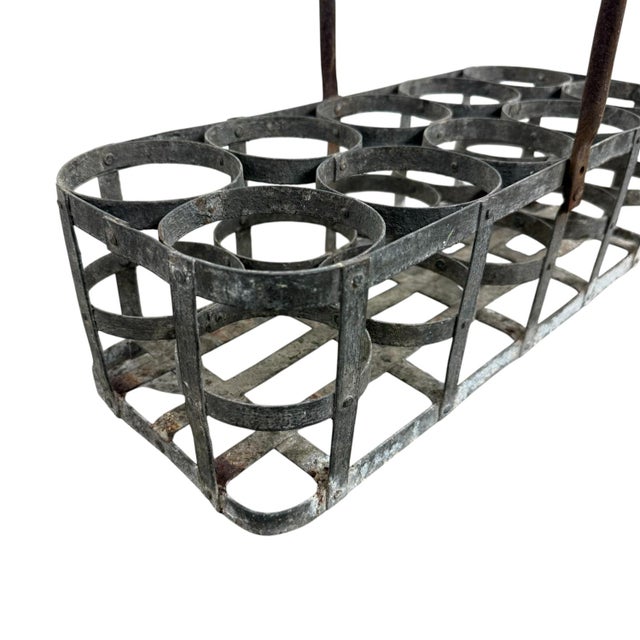Large Antique Galvanized Bottle Carrier, 1890s For Sale - Image 3 of 5