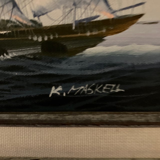K. Maskell Clipper Ship Seascape Framed Oil Painting
