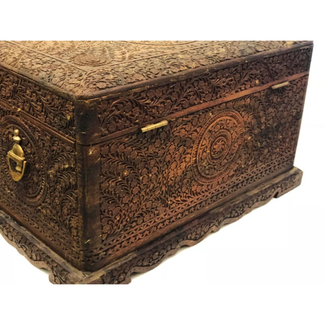 Indian Hand-Carved Wooden Box, 1930s For Sale - Image 11 of 18