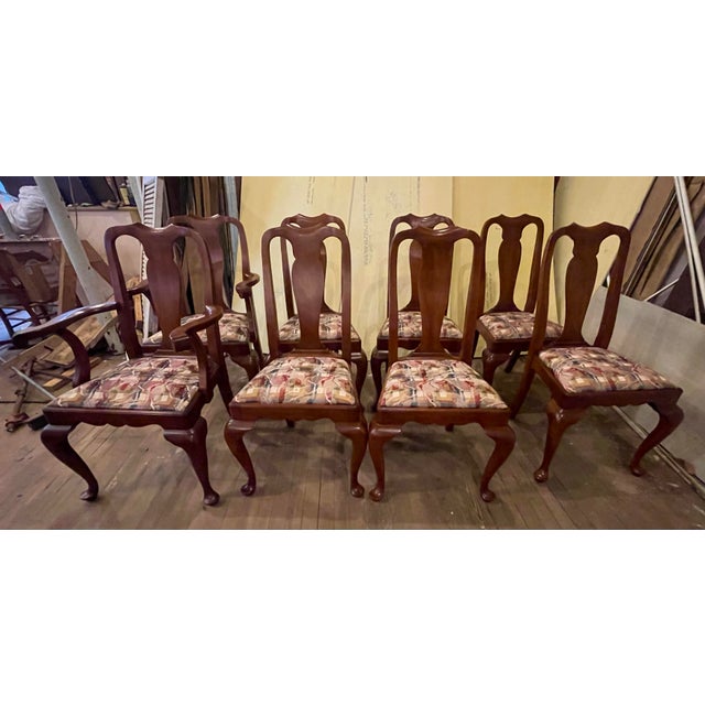 Here is a gorgeous set of 8 (2 armchairs and 6 sides) Henkel Harris, Winchester, VA chairs made of Wild Black Cherry in...