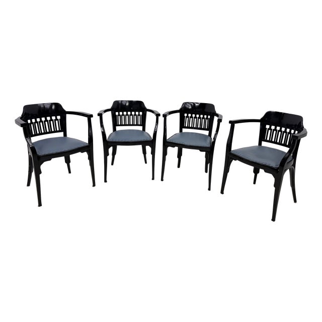 Antique Vienna Secession No. 714 Armchairs by Gustav Siegel for Jacob & Josef Kohn, 1890s, Set of 4 For Sale
