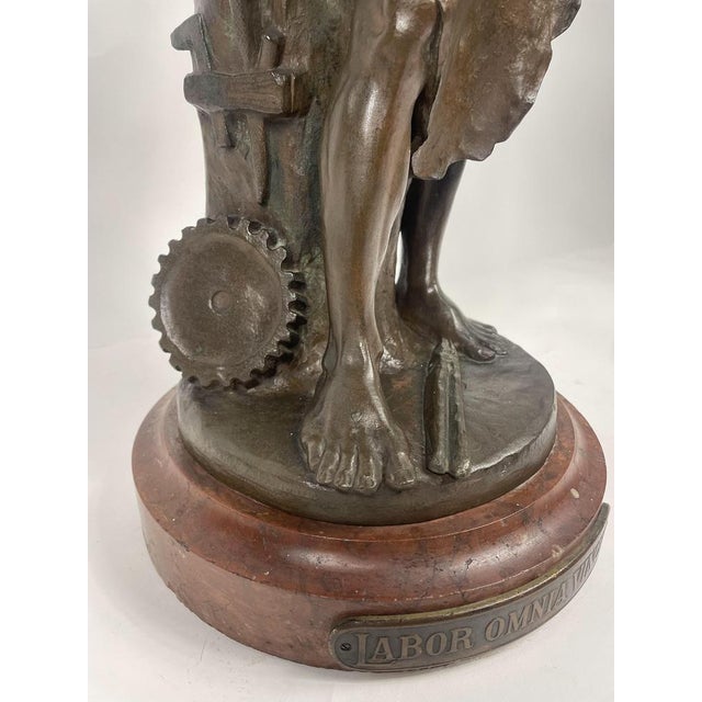 Hans Muller, Labor Omnia Vincit, 1920s, Bronze & Marble For Sale - Image 4 of 13