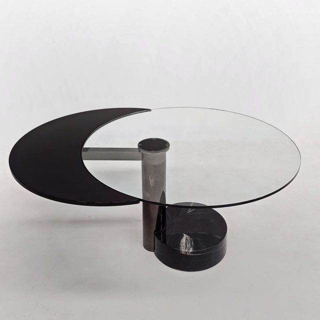 Extendable Round Glass Table Moon attributed to Mario Mazzer for Zanette, 1980s For Sale - Image 6 of 18