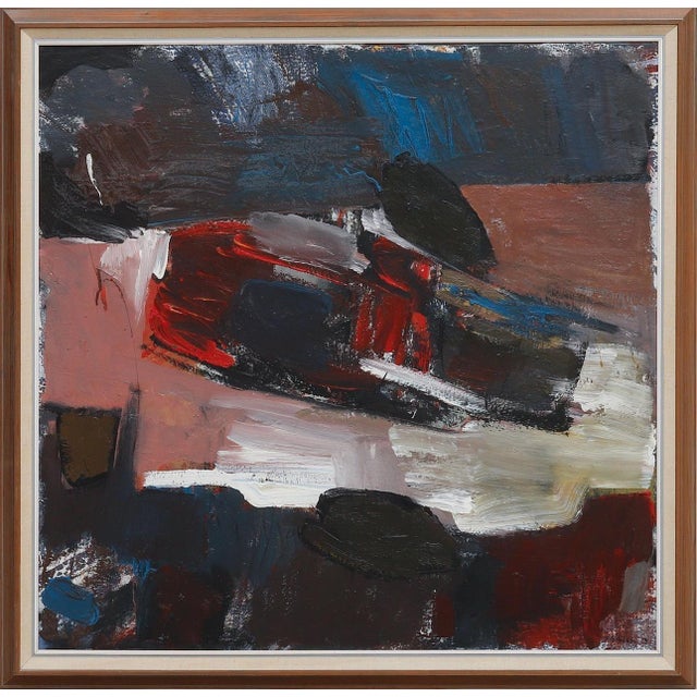 Mid-Century Modern Valter Gibson, Swedish Composition, 1953, Oil on Canvas, Framed For Sale - Image 3 of 3