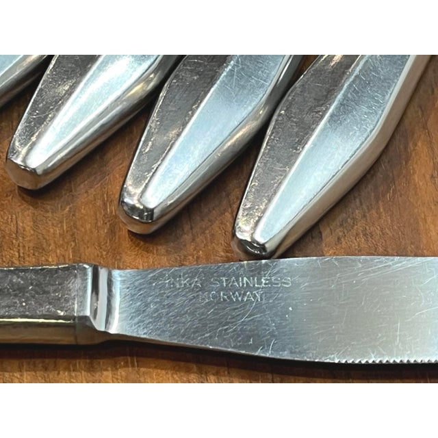 Mid-Century Cased Inka Stainless Steel 6-Setting Cutlery Set by Erik Herlow for Norstaal, Norway, 1956, Set of 54 For Sale - Image 14 of 18