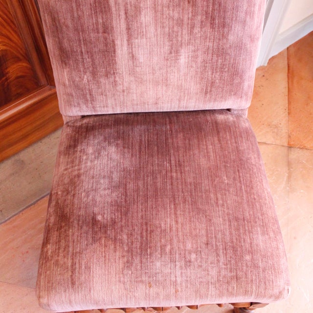 Continental Baroque Walnut Stretcher Base Dining Chairs-Set of Six For Sale - Image 11 of 12