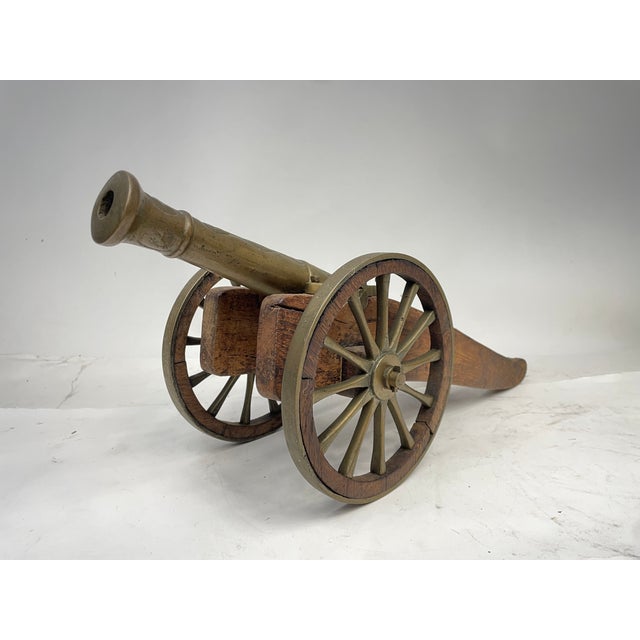 Vintage Cannon in Bronze and Wood, 1950s For Sale - Image 14 of 14