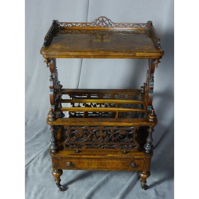 Furniture marquetry side table '''' small service furniture inlaid antique xix. Furniture in its original state with a...