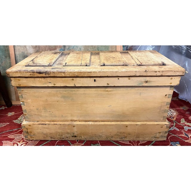Antique English Pine Tool Box. Makes a great coffee table. Dimensions: W: 38.5" x D: 20.75" x H: 20.5"