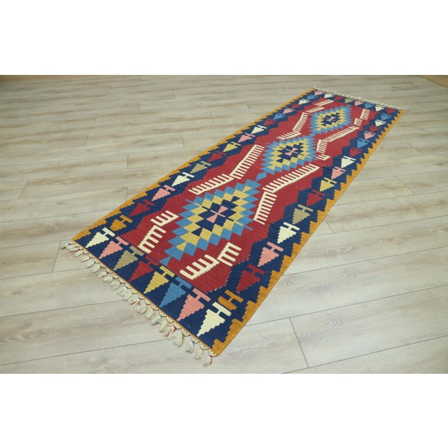 Size: 2.6 x 8.6 ft ( 80 x 262 cm) 31 x 103 inches Color: Organic Natural Dye ( Red,Navy Blue,Mustard,Cream ) Material:...