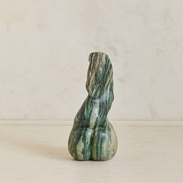 Green Vintage French Green Marble Female Form Sculpture For Sale - Image 8 of 18