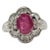 Ruby and White Diamond Cocktail Ring in Platinum, size 5.25 For Sale