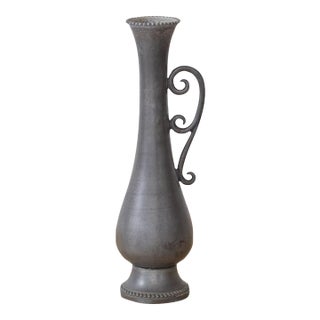 1930s French Pewter Scroll Bud Vase For Sale