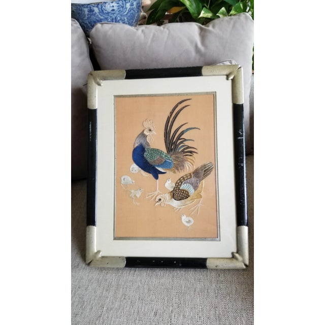 Textile 1980s Rooster, Hen, and Chicks Japanese Needlework For Sale - Image 7 of 9