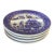 Mid 20th Century Blue Willow 3 Sectioned Grill Plates Set of 4 For Sale