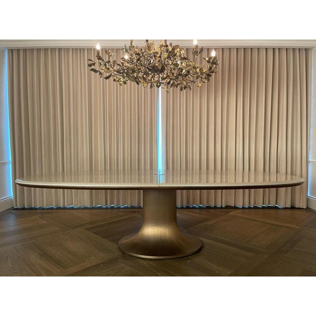 Oval Pyrolave and Bronze Pedestal Dining Table, by Giorgetti, Italy 2018 For Sale - Image 11 of 12