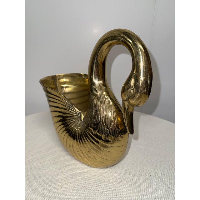 Figurative 1980s Brass Swan Planter For Sale - Image 3 of 9