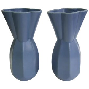 Modern Periwinkle Blue Vases, a Pair
