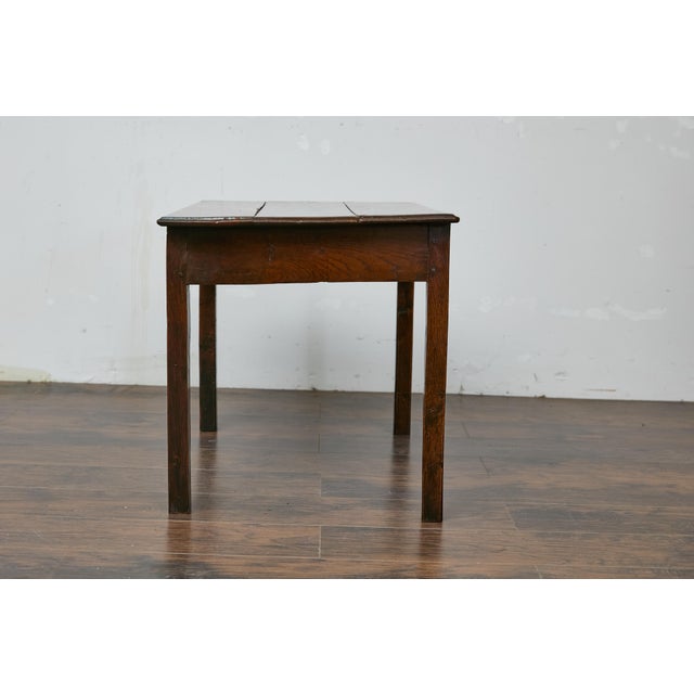 19th Century English Rustic Oak Side Table with Planked Top and Single Drawer For Sale - Image 11 of 12