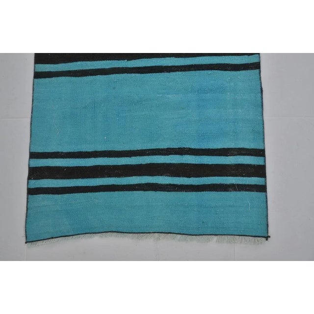 Turkish Turqouise Kilim Runner, 1960s, in Flawless conditions. Designed 1960 to 1969