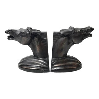 Pair of Vintage Art Deco Era Horse Head Book Ends a Pair 1930s . For Sale
