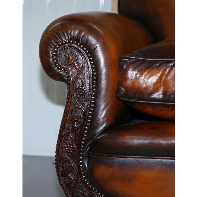 Brown Leather Two Seat Sofa For Sale - Image 12 of 18