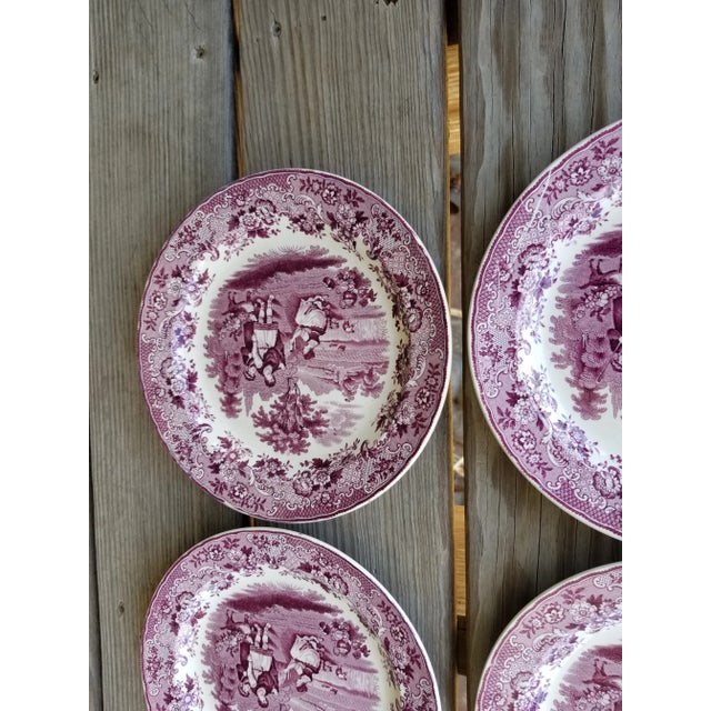 Mid 19th Century Set of Six Antique Ruth and Boaz Transferware Plates For Sale - Image 5 of 7