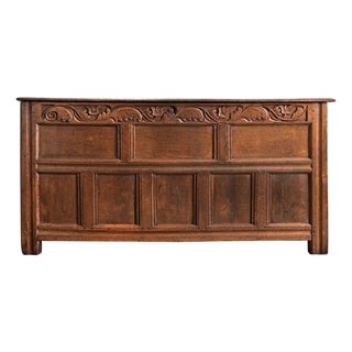 French 18th Century Solid Oak Carved Coffer For Sale