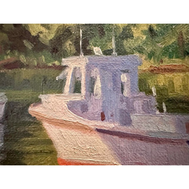 Crab Boat Coastal Oil Painting “Sunday Rest” by Will Williams For Sale - Image 4 of 6