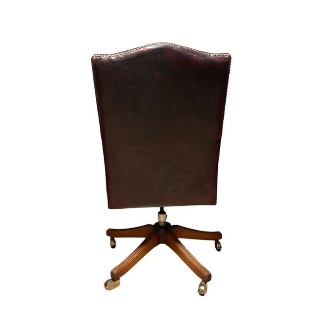 English Chesterfield-Style Swivel Chair For Sale - Image 3 of 5