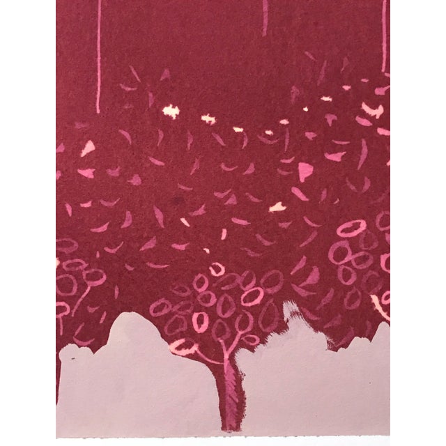 Vintage Mid Century Modernist Abstract Serigraph Trees For Sale - Image 4 of 7