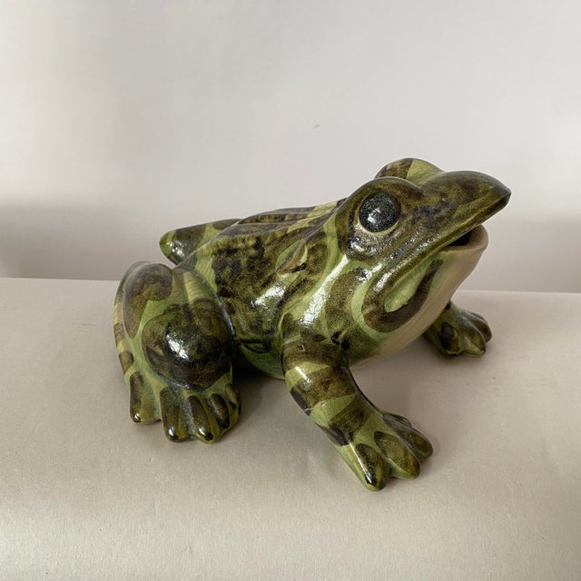 Vintage Green Ceramic Frog For Sale - Image 4 of 9