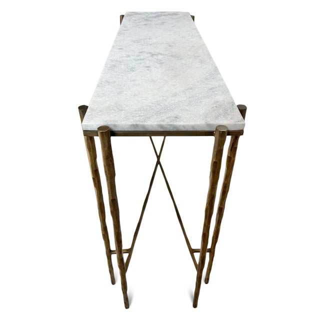 Contemporary Luna Stone & Bronze Console Table For Sale - Image 3 of 10