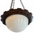 Antique Hammered Bronze Chandelier With Moonstone Cast Glass Dome For Sale In Los Angeles - Image 6 of 8
